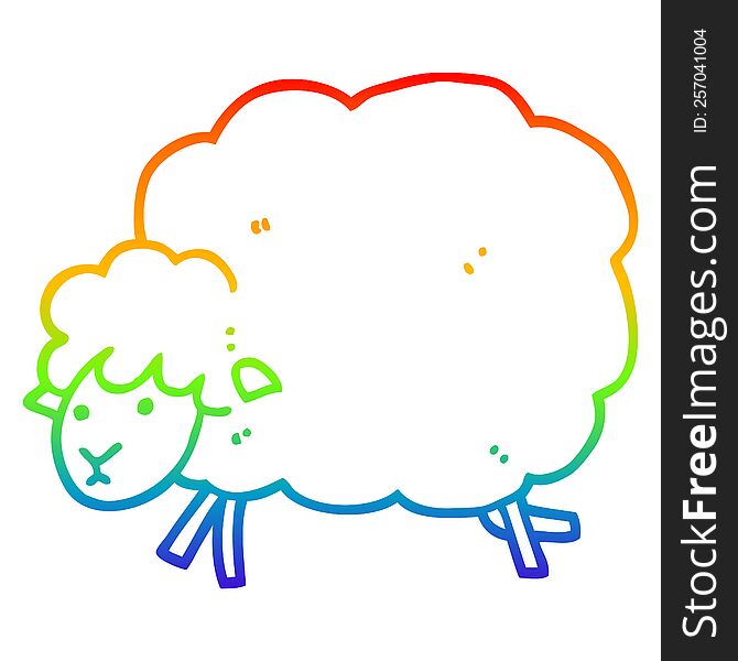 rainbow gradient line drawing of a cartoon sheep