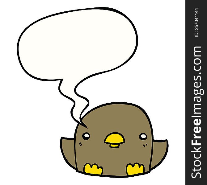 Cartoon Chick And Speech Bubble