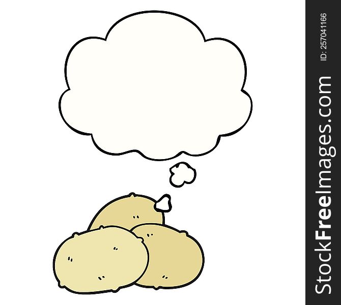 cartoon potatoes with thought bubble. cartoon potatoes with thought bubble