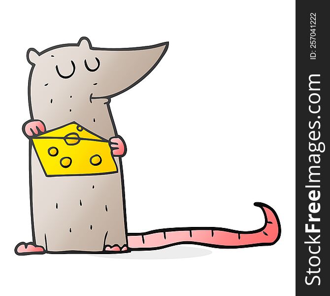freehand drawn cartoon mouse with cheese