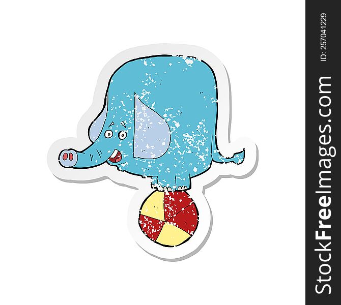 retro distressed sticker of a cartoon circus elephant