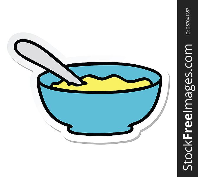 Sticker Of A Quirky Hand Drawn Cartoon Bowl Of Soup