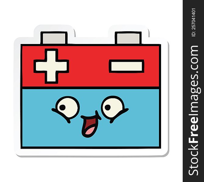 sticker of a cute cartoon car battery