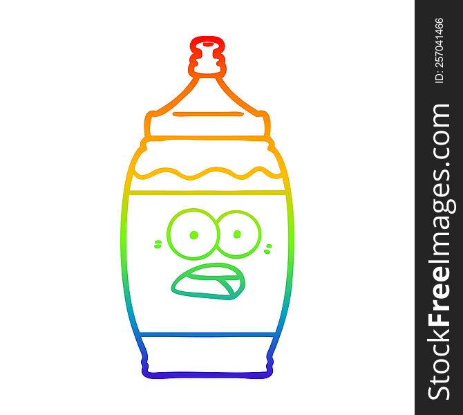 Rainbow Gradient Line Drawing Cartoon Sports Drink