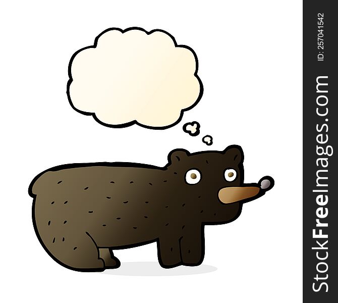 Funny Cartoon Black Bear With Thought Bubble