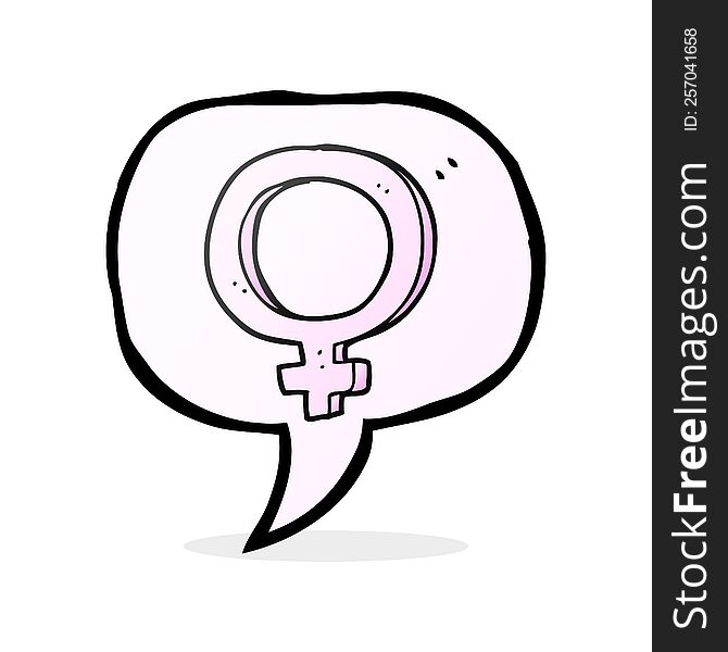 freehand drawn speech bubble cartoon female symbol