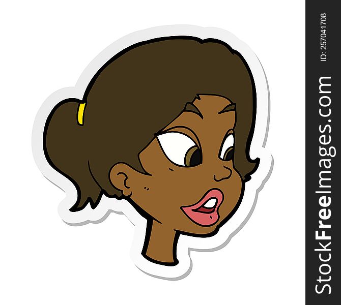Sticker Of A Cartoon Friendly Woman
