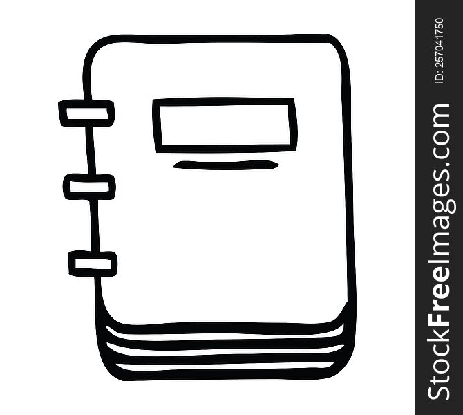 line drawing cartoon of a note book