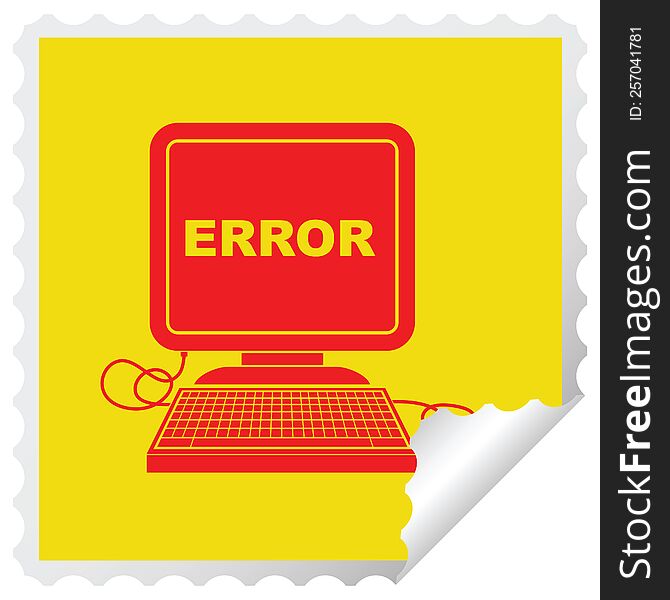 computer error square peeling sticker