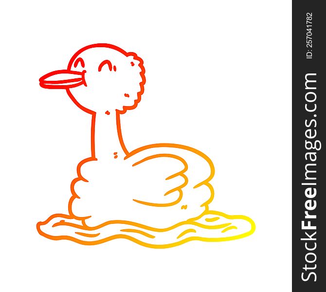 warm gradient line drawing of a swimming duck