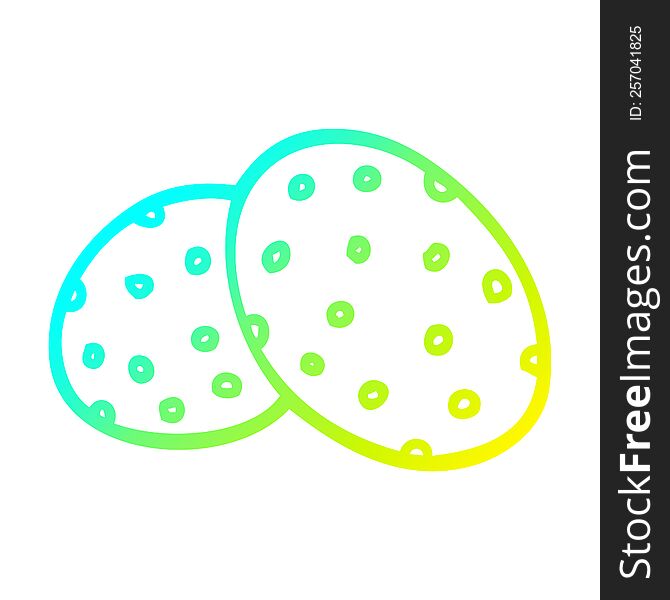 cold gradient line drawing of a two big cartoon cookies