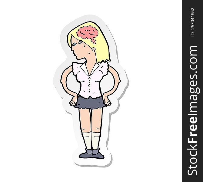 sticker of a cartoon intelligent woman