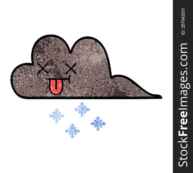 Retro Grunge Texture Cartoon Storm Snow Cloud