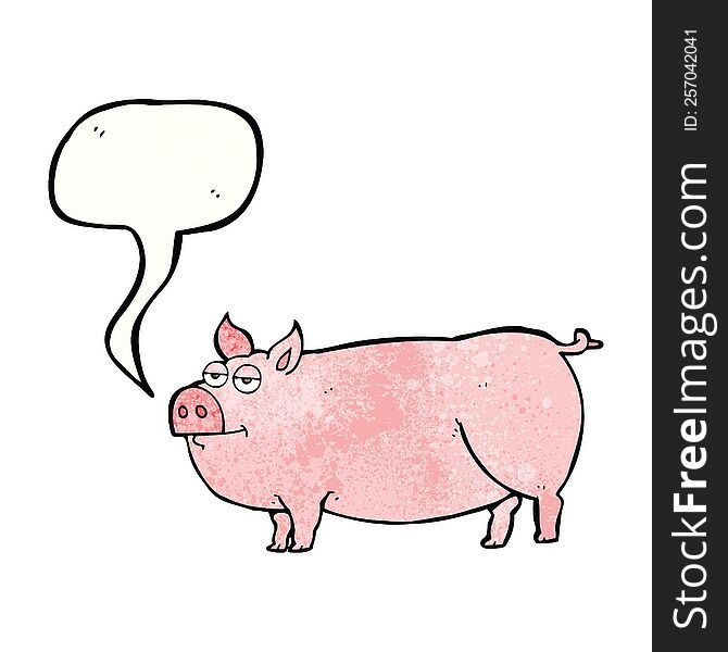 freehand speech bubble textured cartoon huge pig