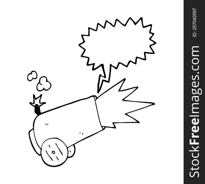 freehand drawn speech bubble cartoon cannon firing