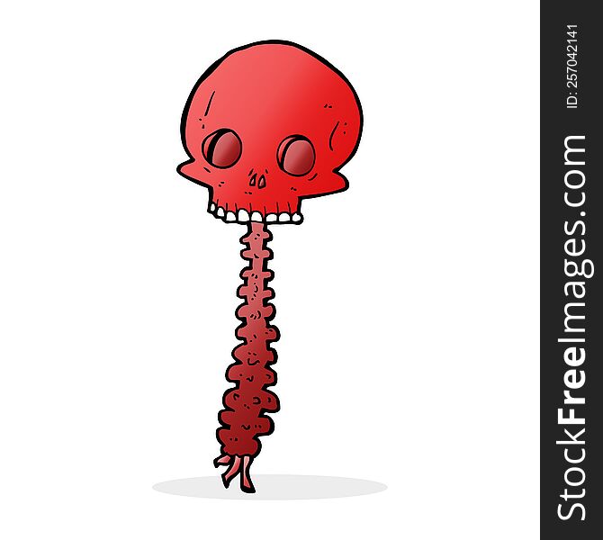 spooky cartoon skull and spine