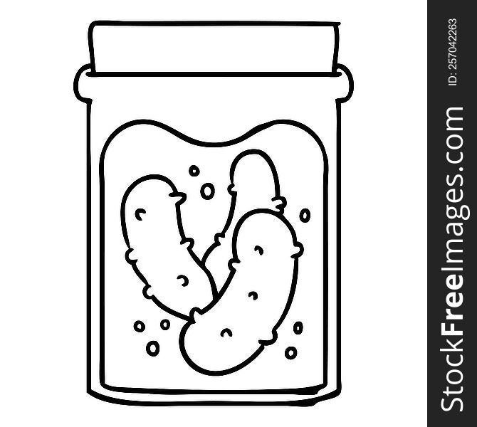 hand drawn line drawing doodle jar of pickled gherkins