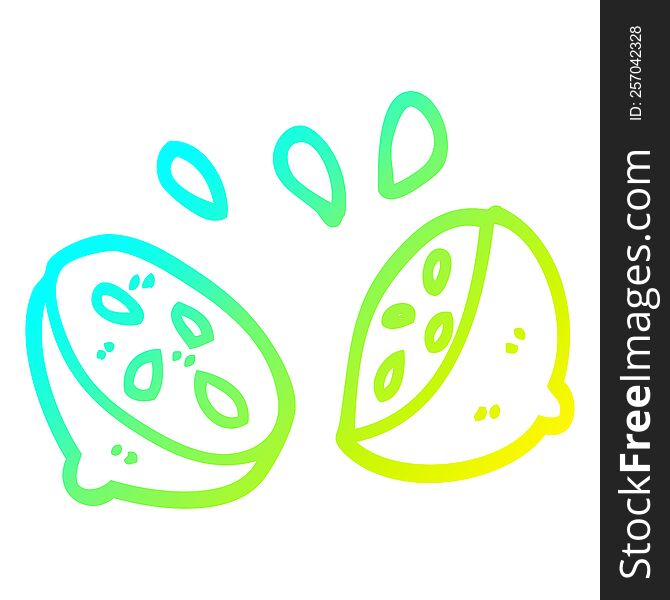 cold gradient line drawing of a cartoon halved lime