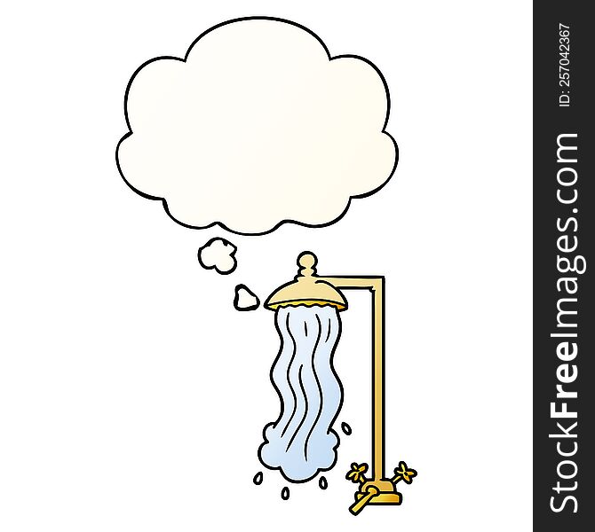 cartoon shower with thought bubble in smooth gradient style
