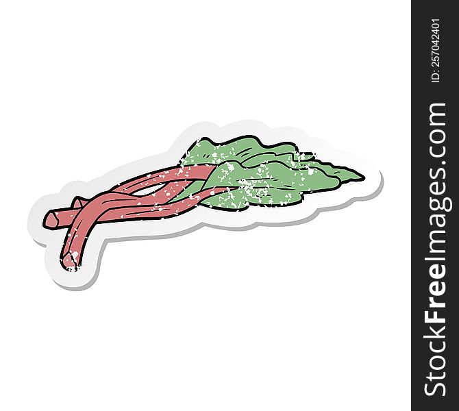 distressed sticker of a cartoon rhubarb