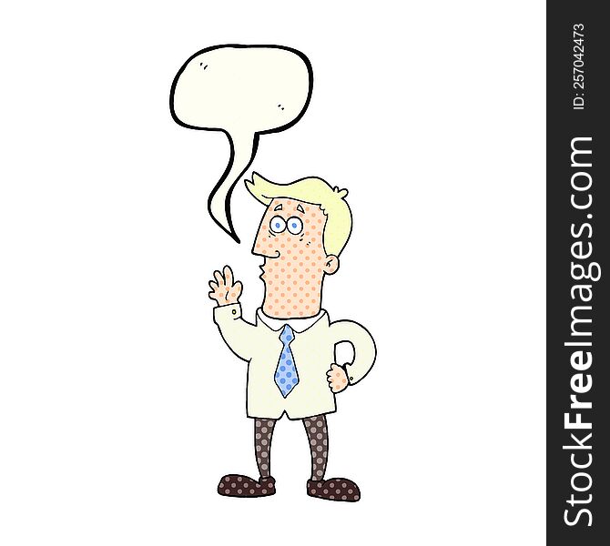 freehand drawn comic book speech bubble cartoon businessman