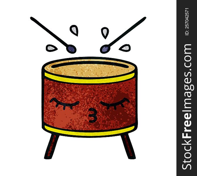 Retro Grunge Texture Cartoon Drum