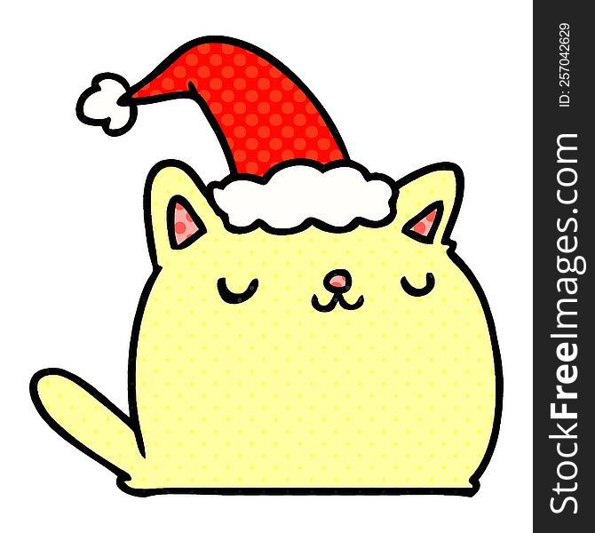 hand drawn christmas cartoon of kawaii cat