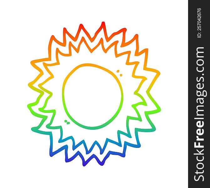 Rainbow Gradient Line Drawing Cartoon Sun