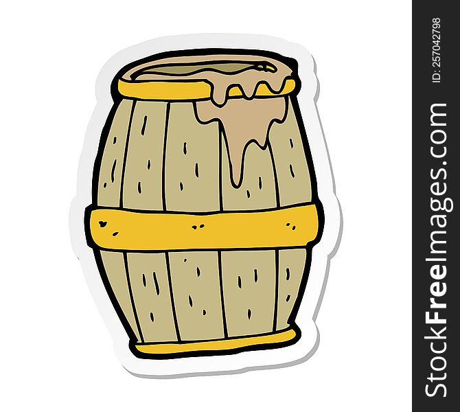 sticker of a cartoon beer barrel