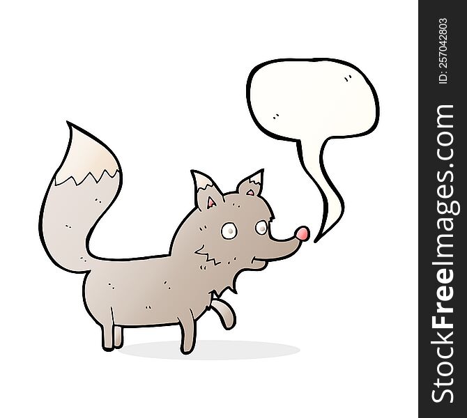 Cartoon Wolf Cub With Speech Bubble