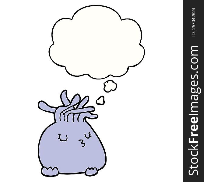 cartoon sea anemone with thought bubble. cartoon sea anemone with thought bubble