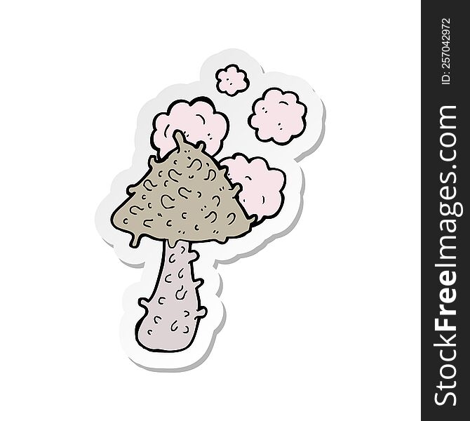 Sticker Of A Cartoon Weird Mushroom