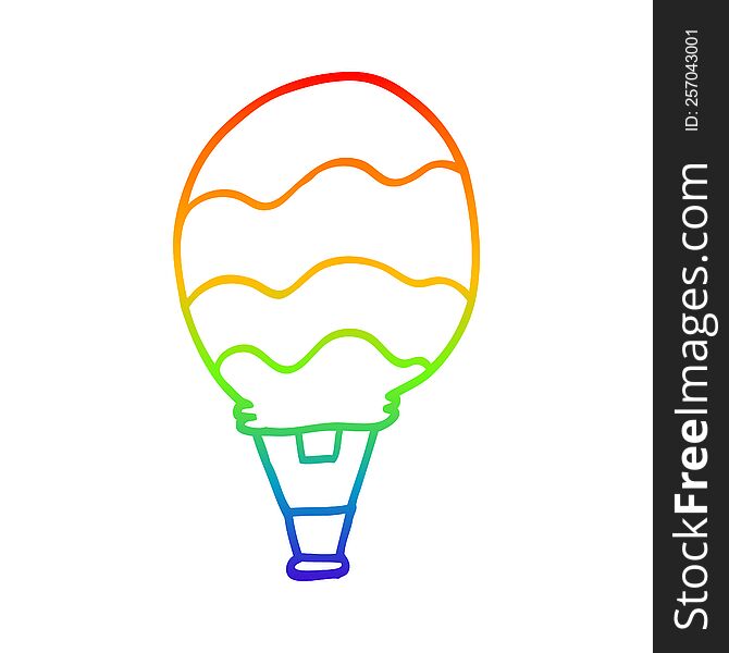 rainbow gradient line drawing of a cartoon hot air balloon