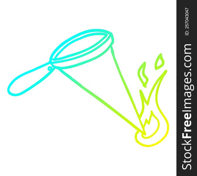 cold gradient line drawing of a cartoon magnify glass