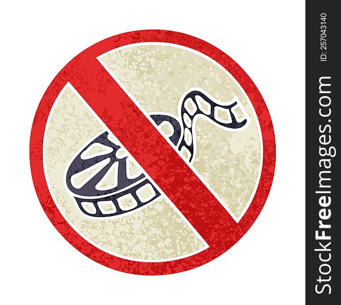 retro illustration style cartoon of a no movies allowed sign