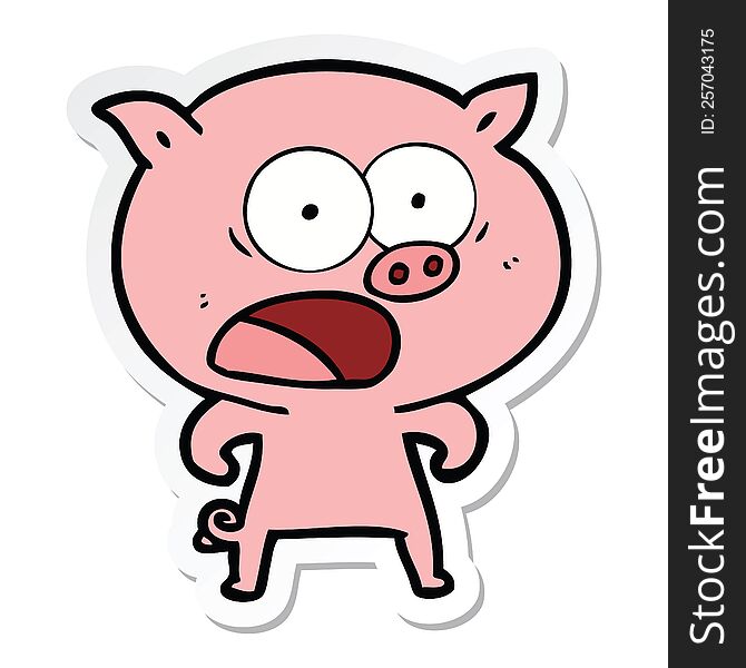 Sticker Of A Cartoon Pig Shouting