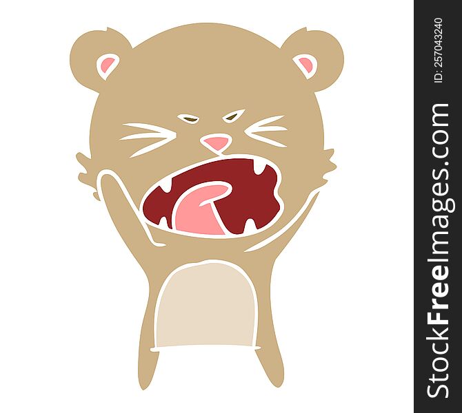 Angry Flat Color Style Cartoon Bear Shouting