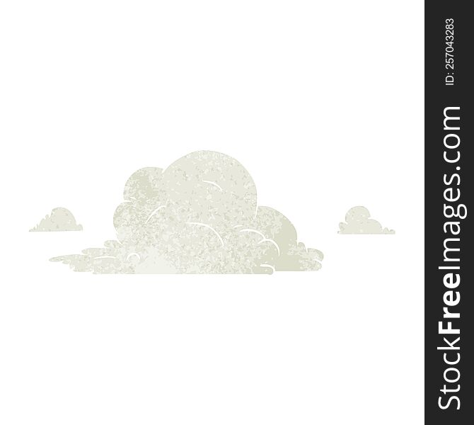 Retro Cartoon Doodle Of White Large Clouds