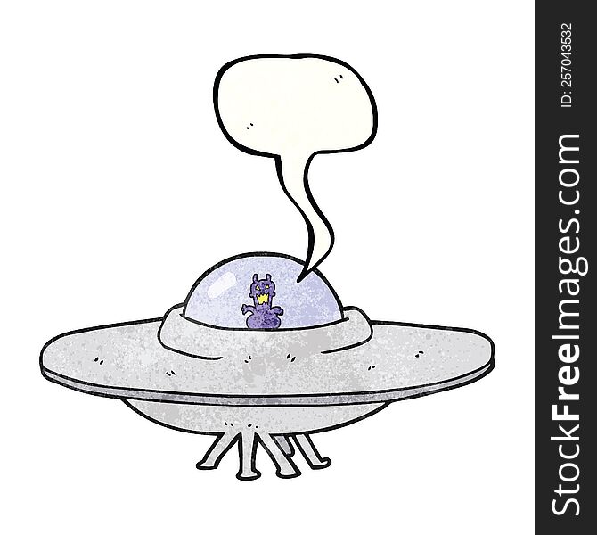freehand speech bubble textured cartoon UFO