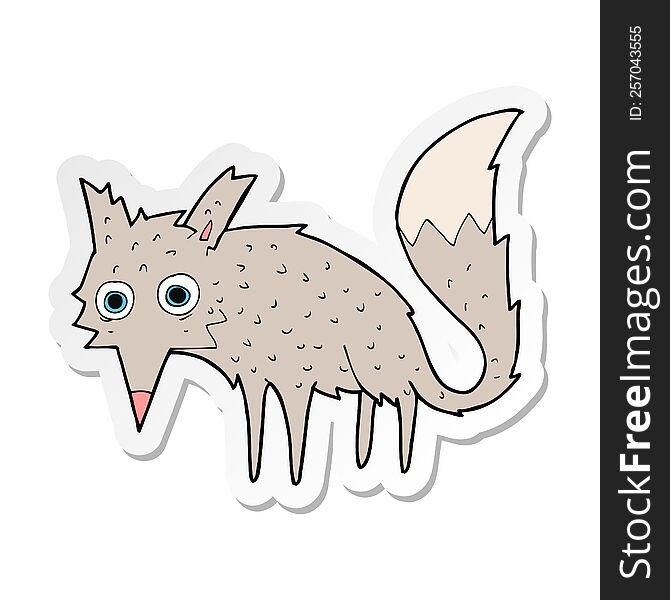 Sticker Of A Funny Cartoon Wolf