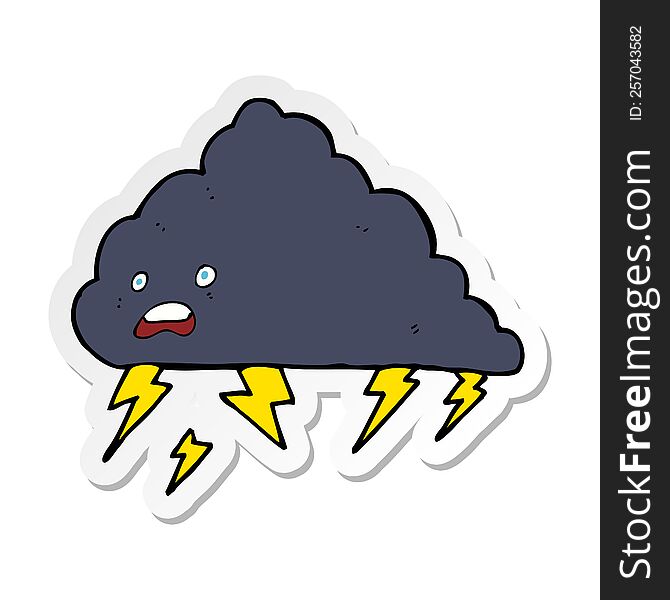 Sticker Of A Cartoon Thundercloud