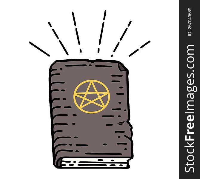 illustration of a traditional tattoo style spellbook
