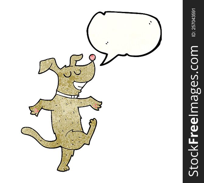Speech Bubble Textured Cartoon Dancing Dog