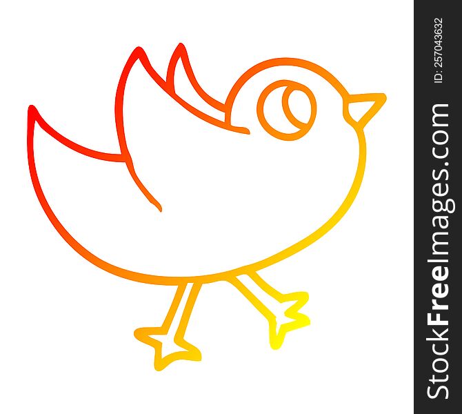 warm gradient line drawing of a cartoon bird flapping wings