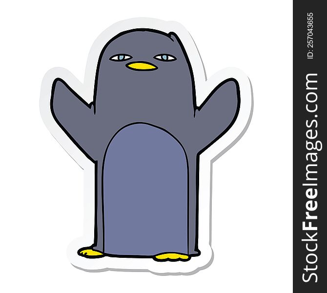 sticker of a cartoon penguin