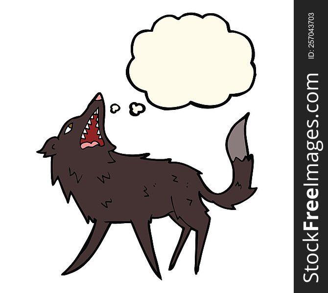 Cartoon Snapping Wolf With Thought Bubble