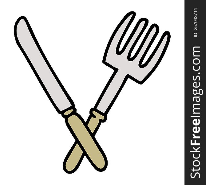 cartoon of a knife and fork