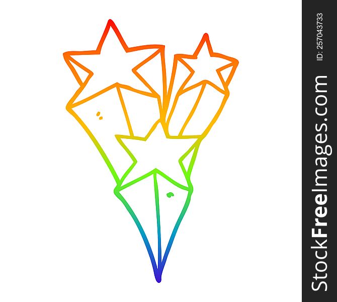 rainbow gradient line drawing of a cartoon shooting stars