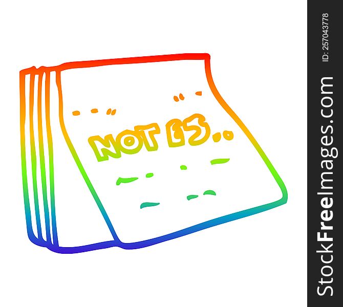 rainbow gradient line drawing of a cartoon note pad