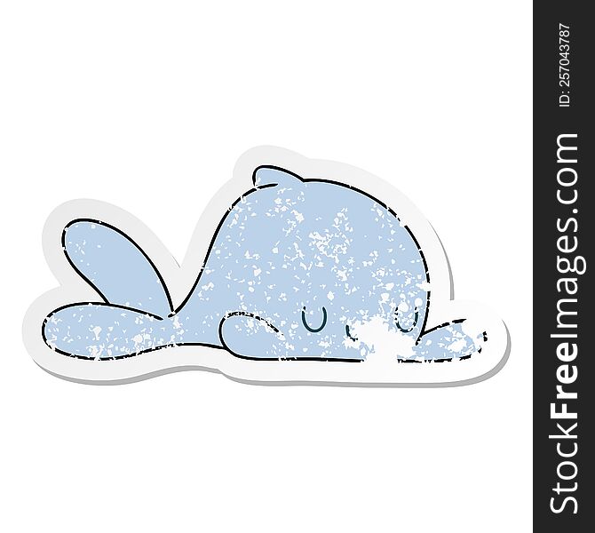 Distressed Sticker Of A Quirky Hand Drawn Cartoon Whale